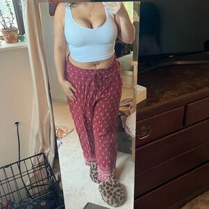 xl Kingston Grey Red Boho Pants with White Detailing